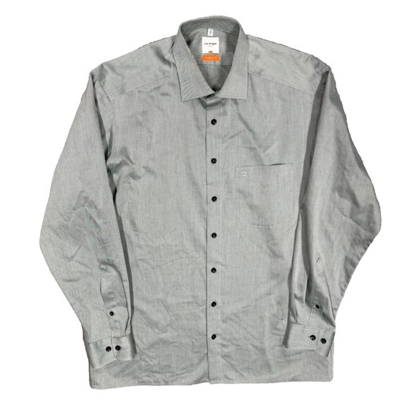 Olymp Luxor Modern Fit Dress Shirt Twill Grey 41 16 Large - Picture 1 of 8